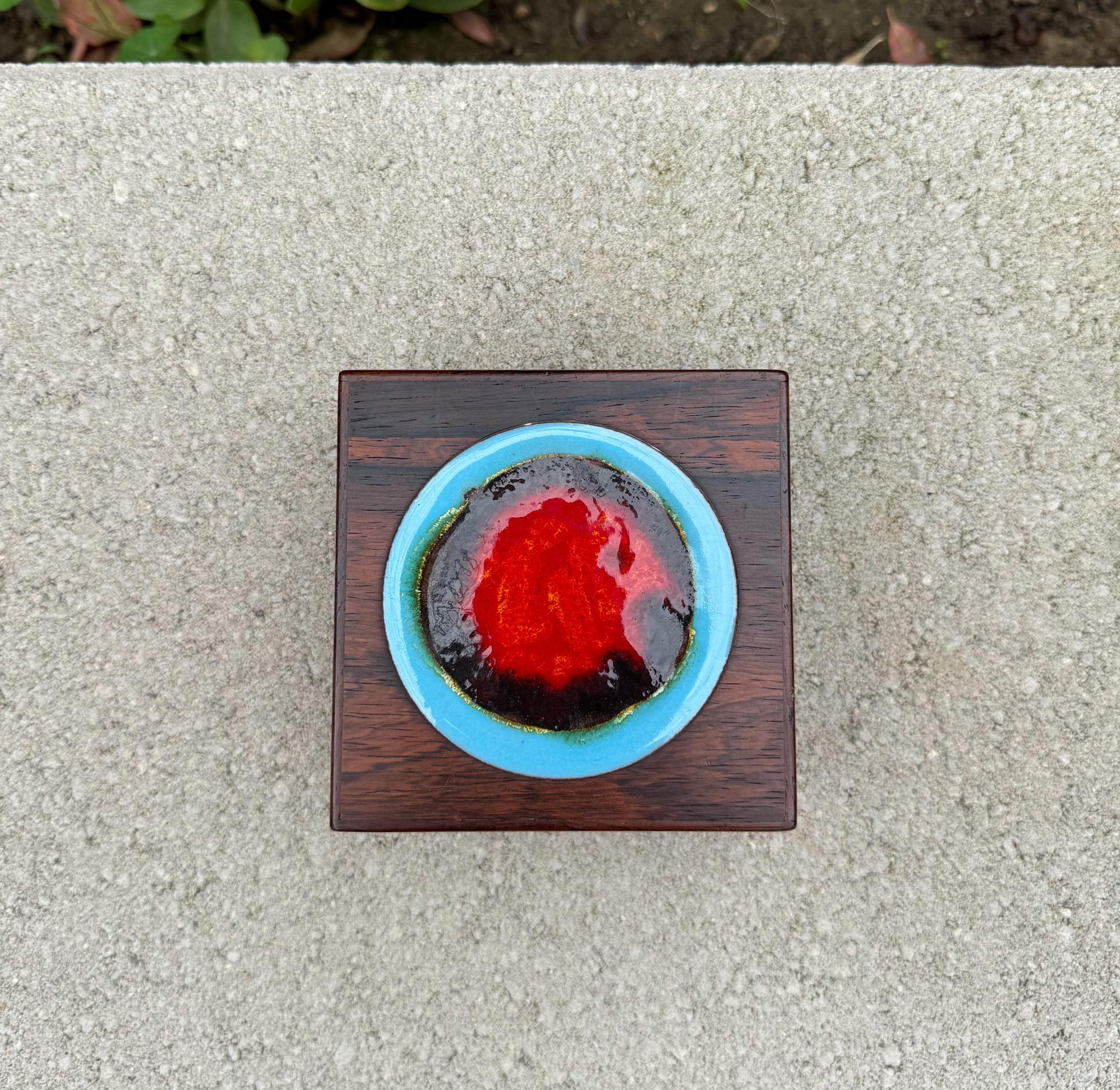 Alfred Klitgaard Wood & Enamel Box for Bodil Eje, Denmark, c.1965 For Sale 11