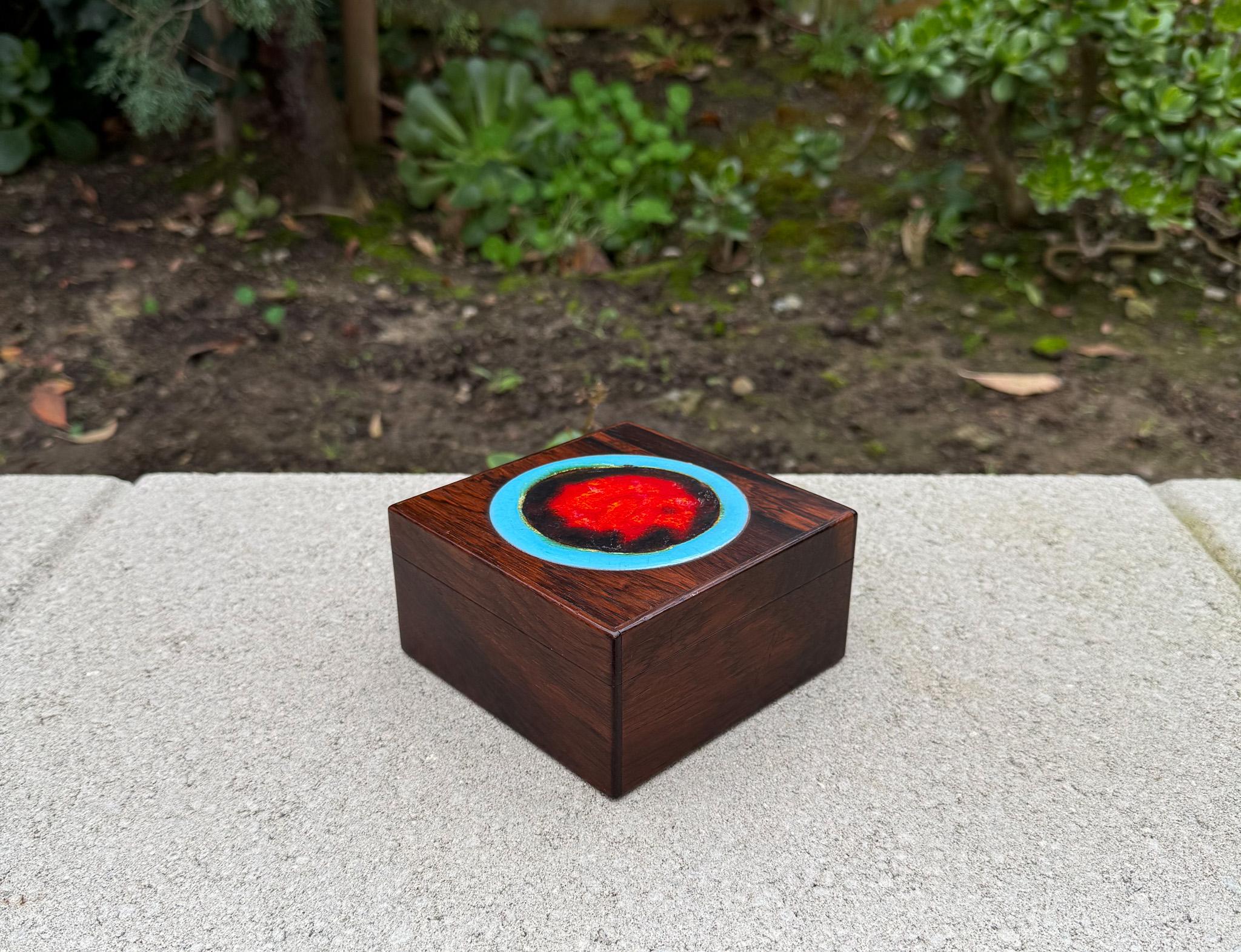 Alfred Klitgaard Wood & Enamel Box for Bodil Eje, Denmark, c.1965 For Sale 12
