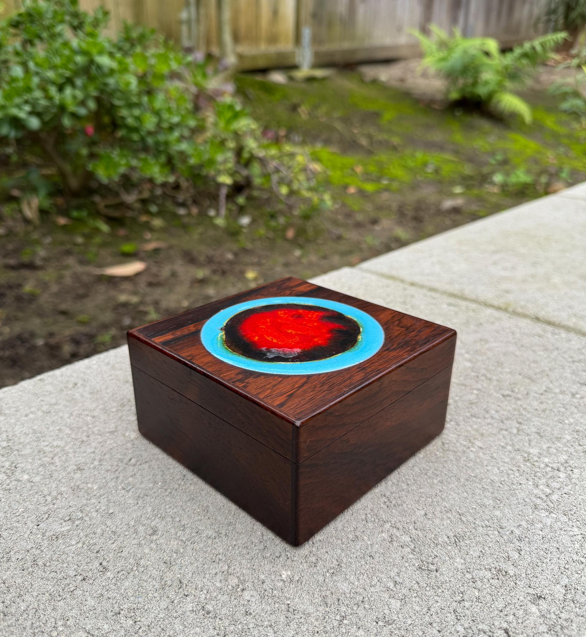 Alfred Klitgaard Wood & Enamel Box for Bodil Eje, Denmark, c.1965. 
