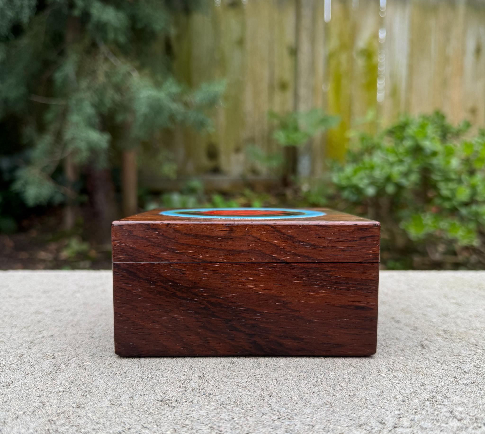 20th Century Alfred Klitgaard Wood & Enamel Box for Bodil Eje, Denmark, c.1965 For Sale