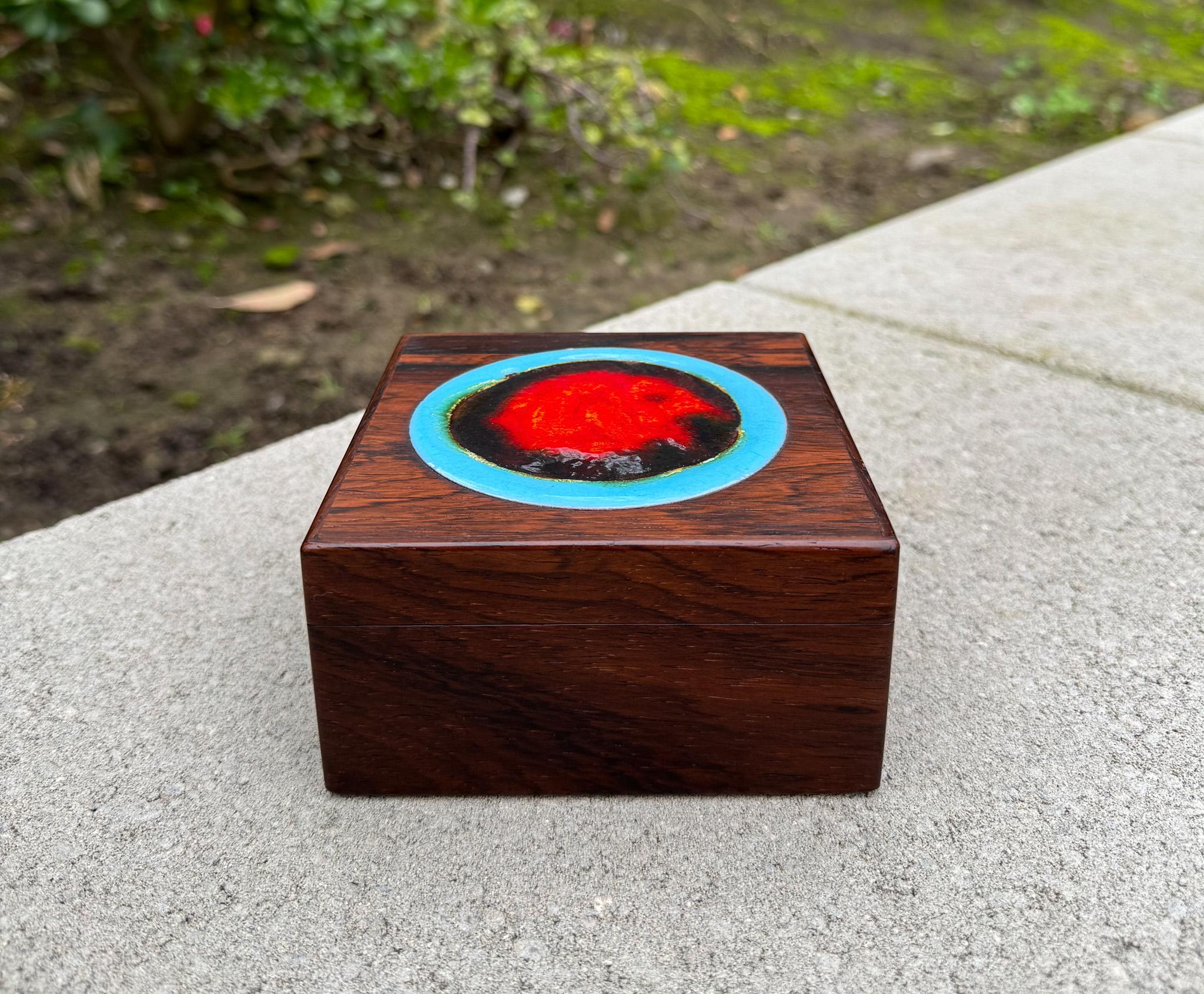 Alfred Klitgaard Wood & Enamel Box for Bodil Eje, Denmark, c.1965 For Sale 1