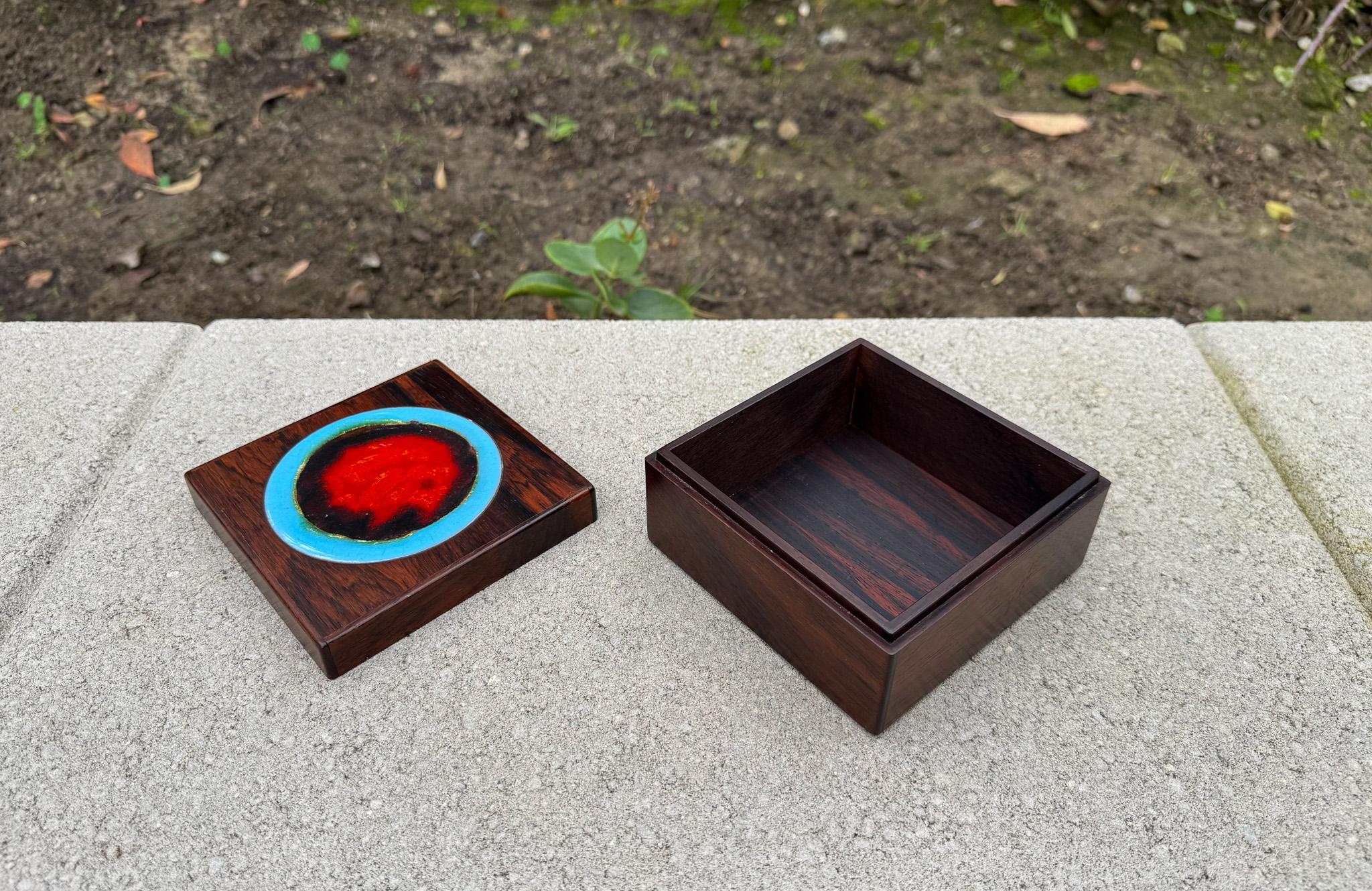 Alfred Klitgaard Wood & Enamel Box for Bodil Eje, Denmark, c.1965 For Sale 2