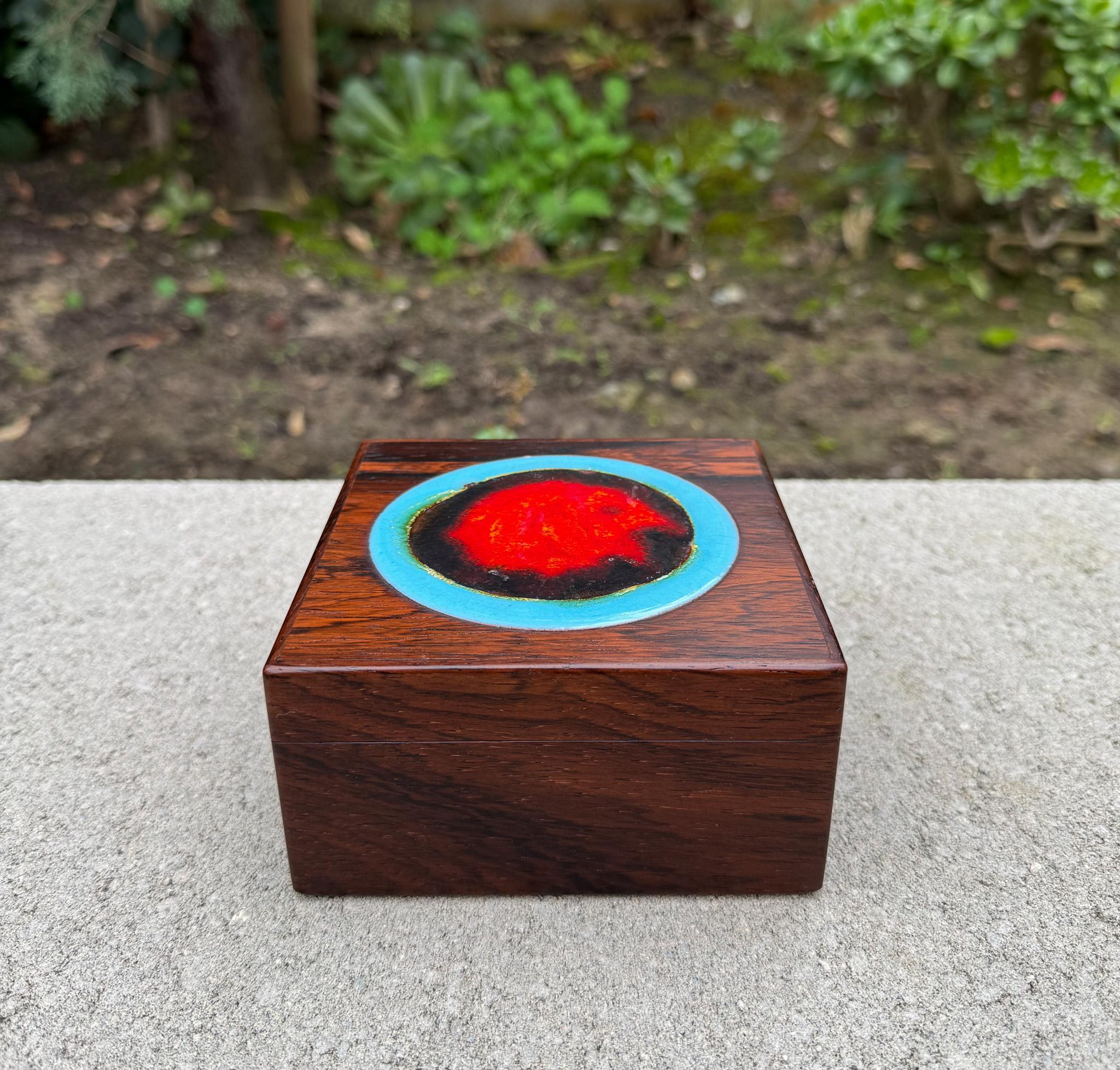 Alfred Klitgaard Wood & Enamel Box for Bodil Eje, Denmark, c.1965 For Sale 3