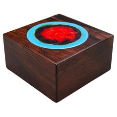 Boîte en bois et émail d'Alfred Klitgaard pour Bodil Eje, Danemark, c.1965