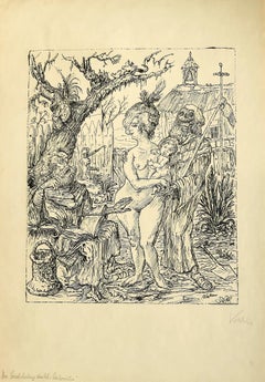 Die Versuchung des Heiligen Antonius - Original Lithograph by A. Kubin - 1922