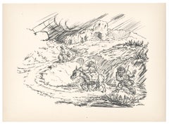 "In Flight" (Auf der Flucht) original lithograph