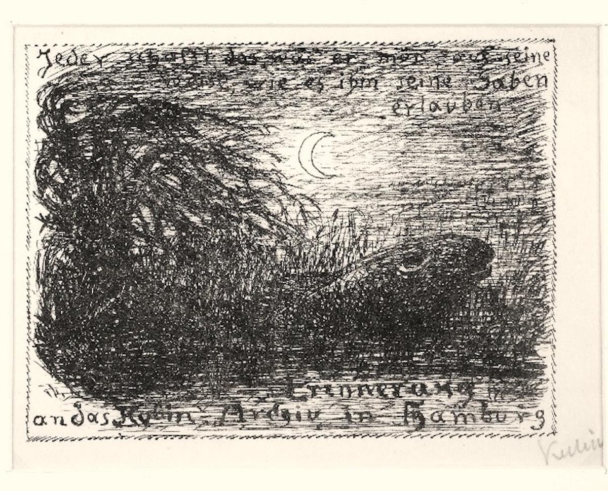 Nachtlicher Sumpf – Originallithographie von A. Kubin – 1933 – Print von Alfred Kubin