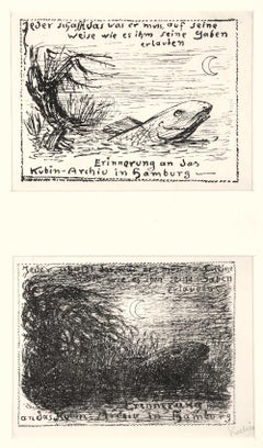 Nachtlicher Sumpf - Original Lithograph by A. Kubin - 1933