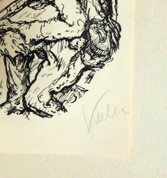 Two Soldiers - Original Lithograph by A. Kubin - 1933