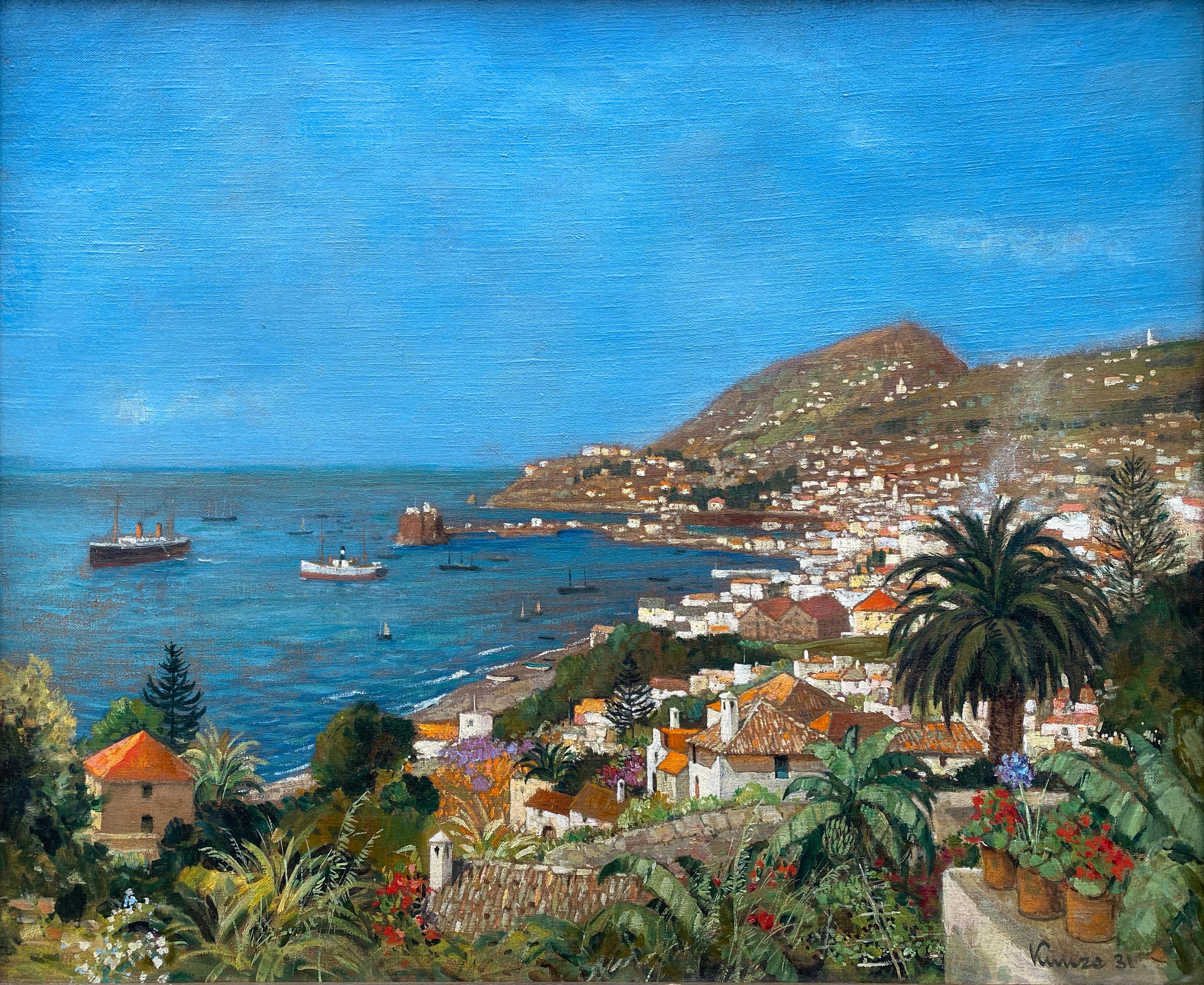Alfred Kunze, Chemnitz 1866 - 1943, pittore tedesco, Veduta di Funchal - Madeira in vendita 1