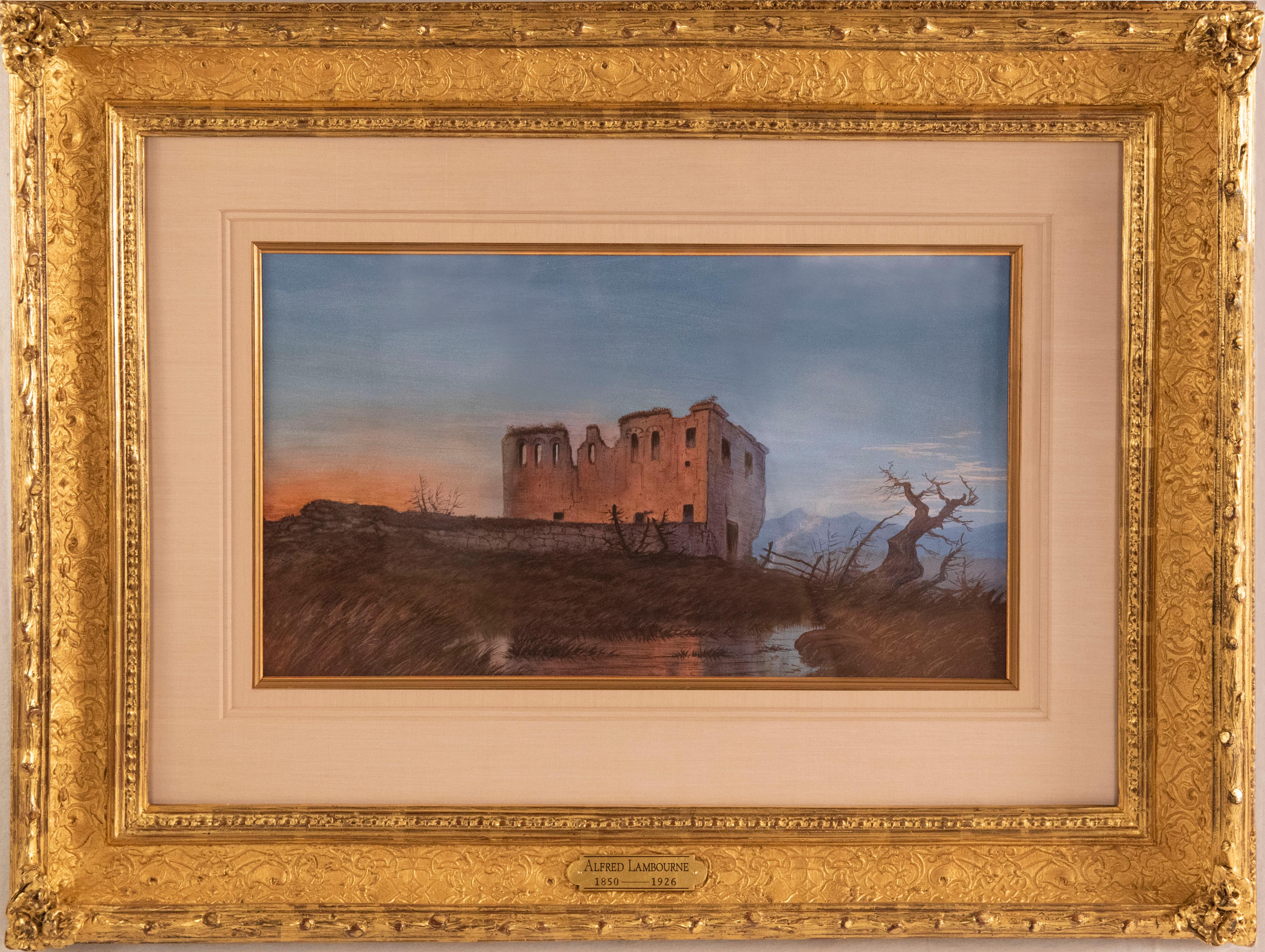Alfred Lambourne Landscape Painting - "Old Ruins by Great Salt Lake"