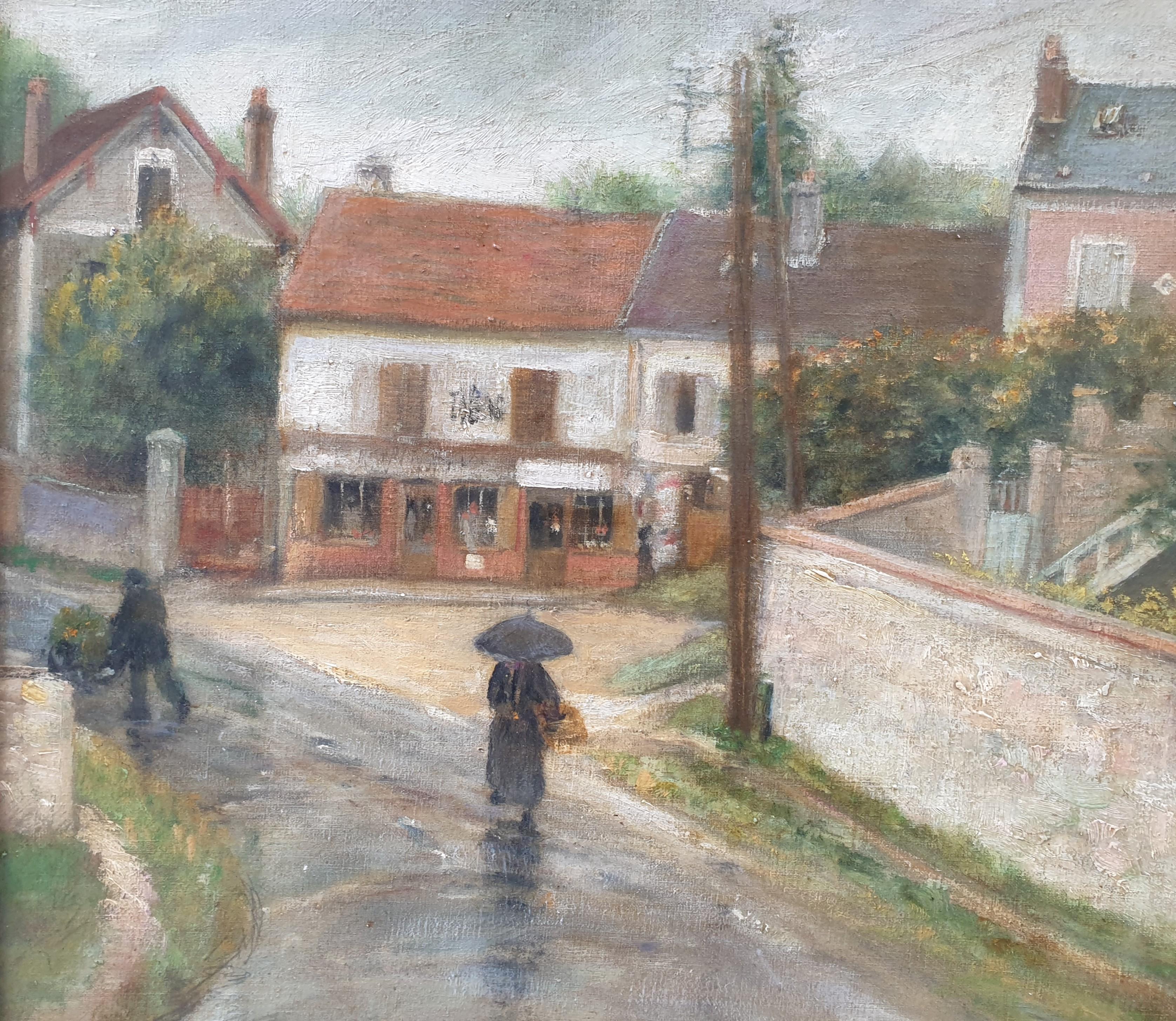 LAVERGNE Montparnasse pittura villaggio francese Ile de France Oise SANTEUIL 20 - Painting Art Déco di Alfred LAVERGNE