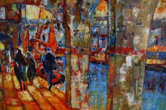 Large Mid Century Signed and Dated Abstract Impressionist Landscape Oil Painting