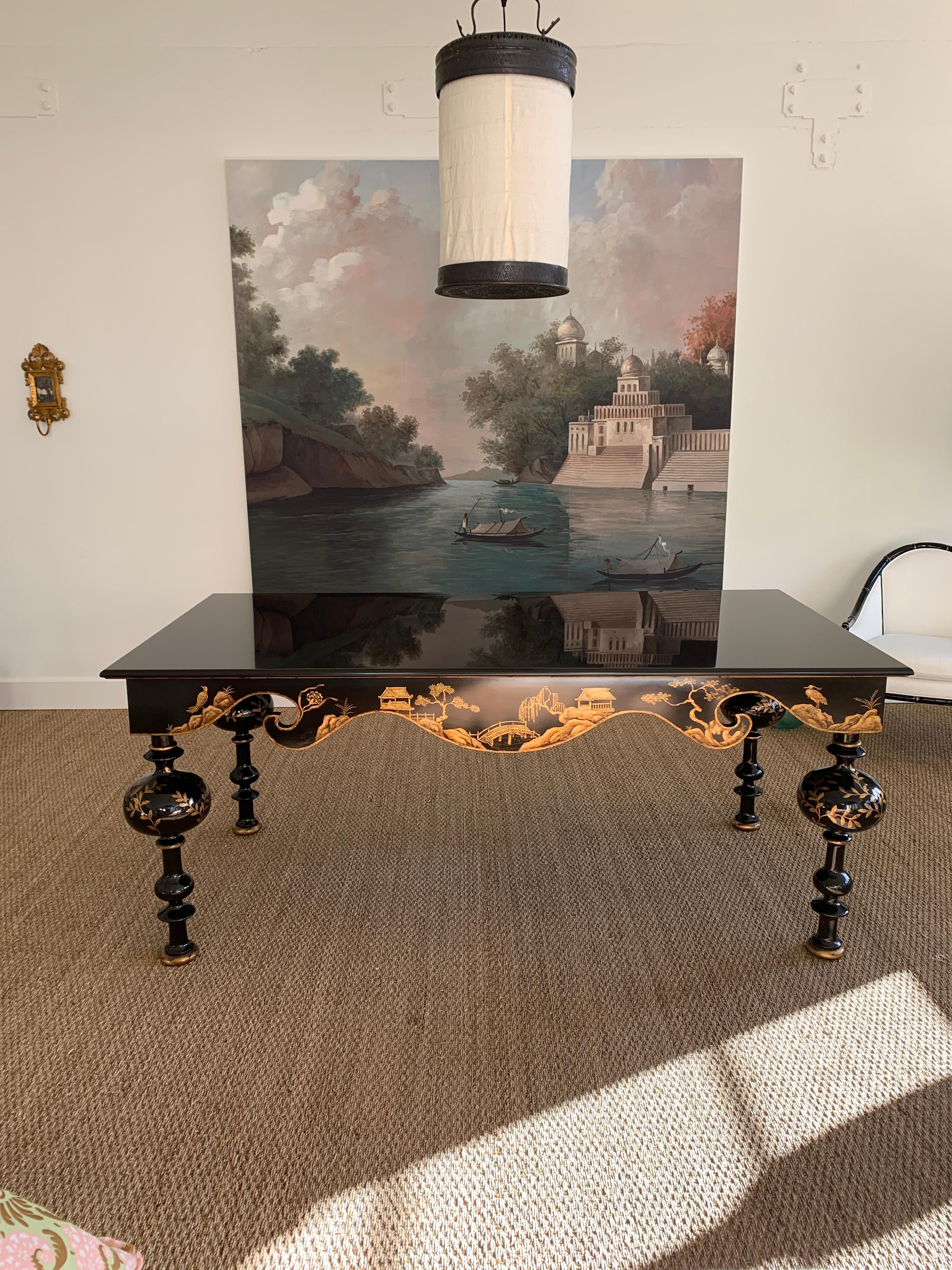Chinoiserie Alfred Library Table For Sale
