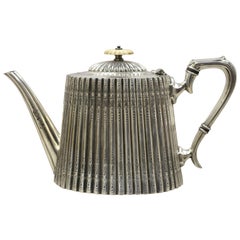 Antique Alfred Lindley Sheffield English Edwardian Victorian Silver Plate Chased Teapot