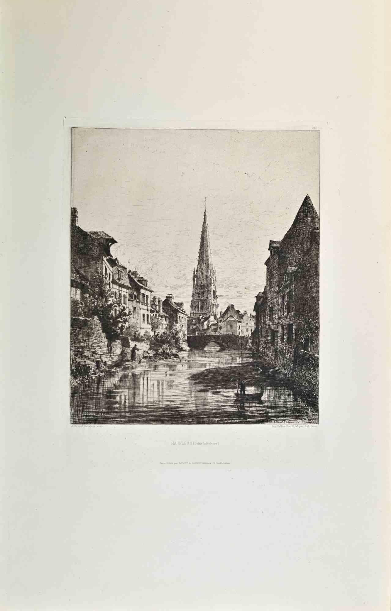 Harfleur is an artwork realized by A. Brunet Debaines in the 1870s.

Etching.

Good conditions.



Realized for the "Société des Aquafortistes. Born on the initiative of the publisher Alfred Cadart, the Société des Aquafortistes had the aim of