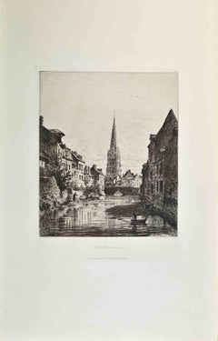Harfleur – Radierung von Alfred-Louis Brunet-Debaines – 1870er Jahre