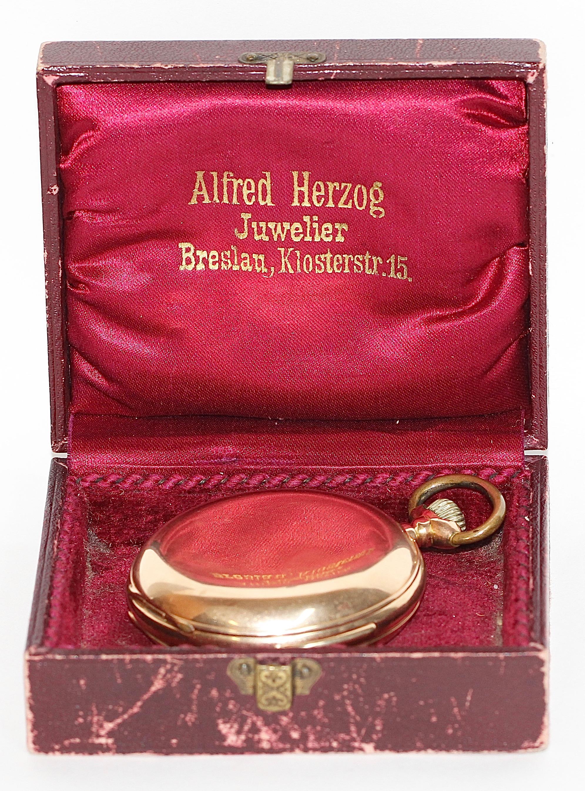 Alfred Lugrin rose gold Minute Repeating Erotic Automaton Hunter Pocket Watch 2
