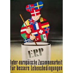 Circa 1950 Original poster of the ERP European Reunification Program - Political