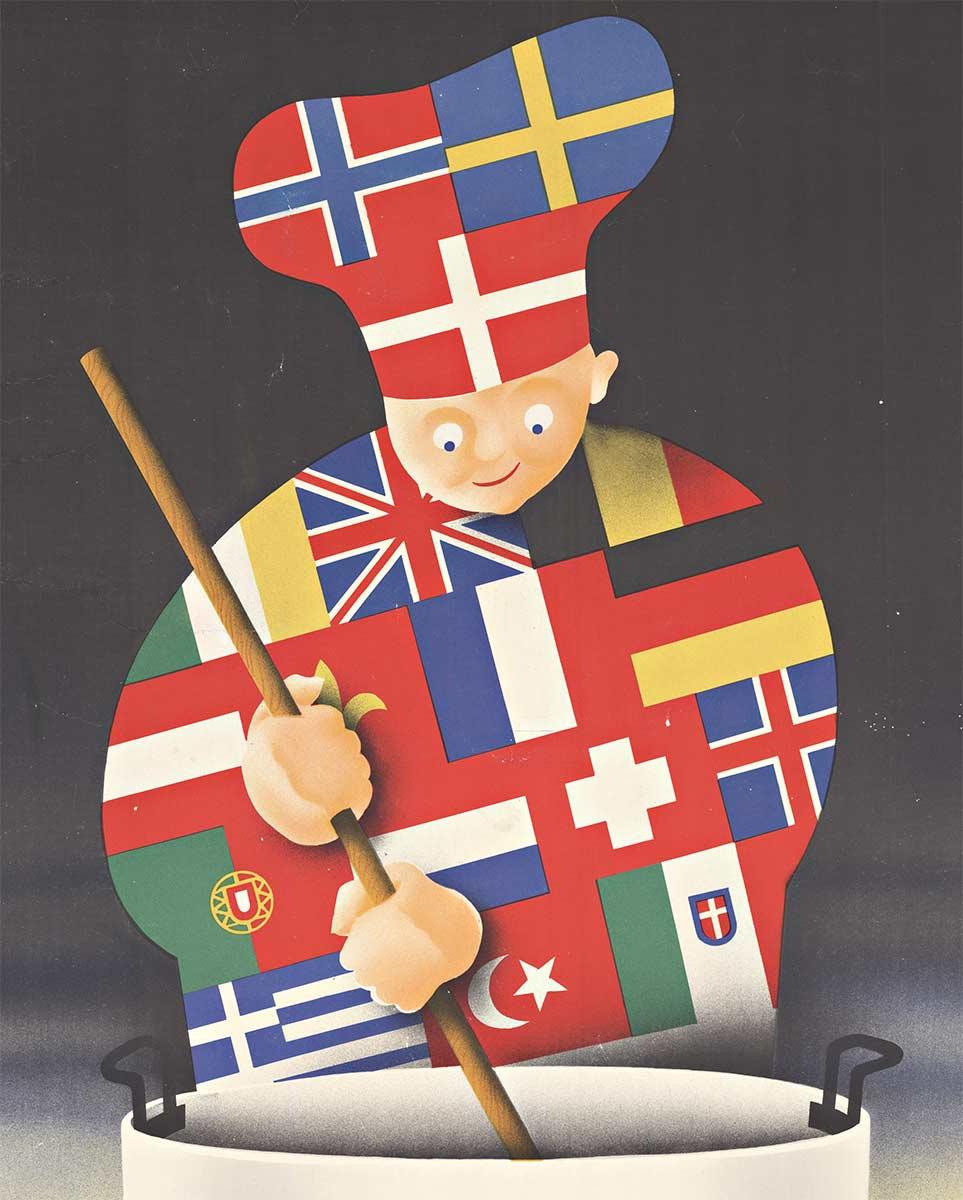  Original Inter-europäische Zusammenarbeit für bessere Lebensbedingungen poster - Print by Alfred Lutz