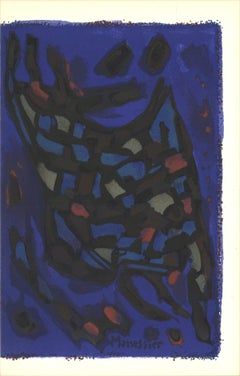 1964 Alfred Manessier 'Composition (Lg)' Expressionism Multicolor, Blue Lithograp