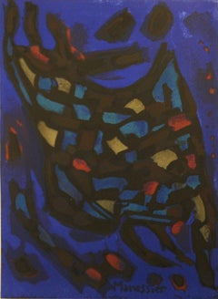 1964 Alfred Manessier 'Composition (sm)' Expressionism Multicolor, Blue