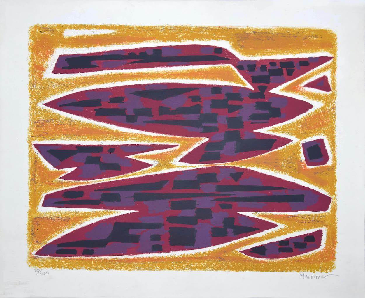 Abstract Print Alfred MANESSIER - Composition - Lithographie d'Alfred Manessier - 1970