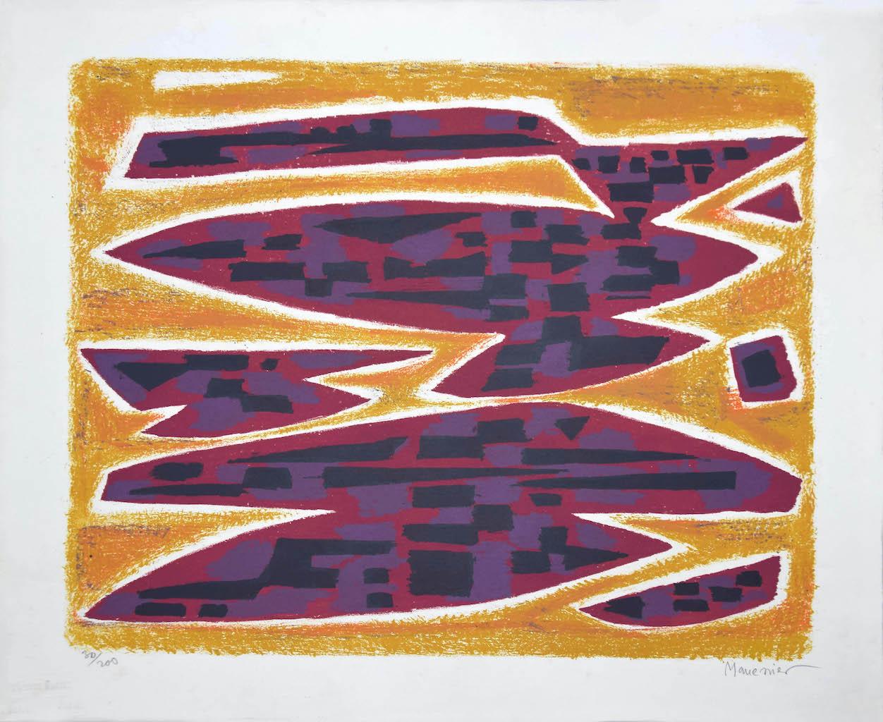 Composition - Lithographie d'Alfred Manessier - 1970