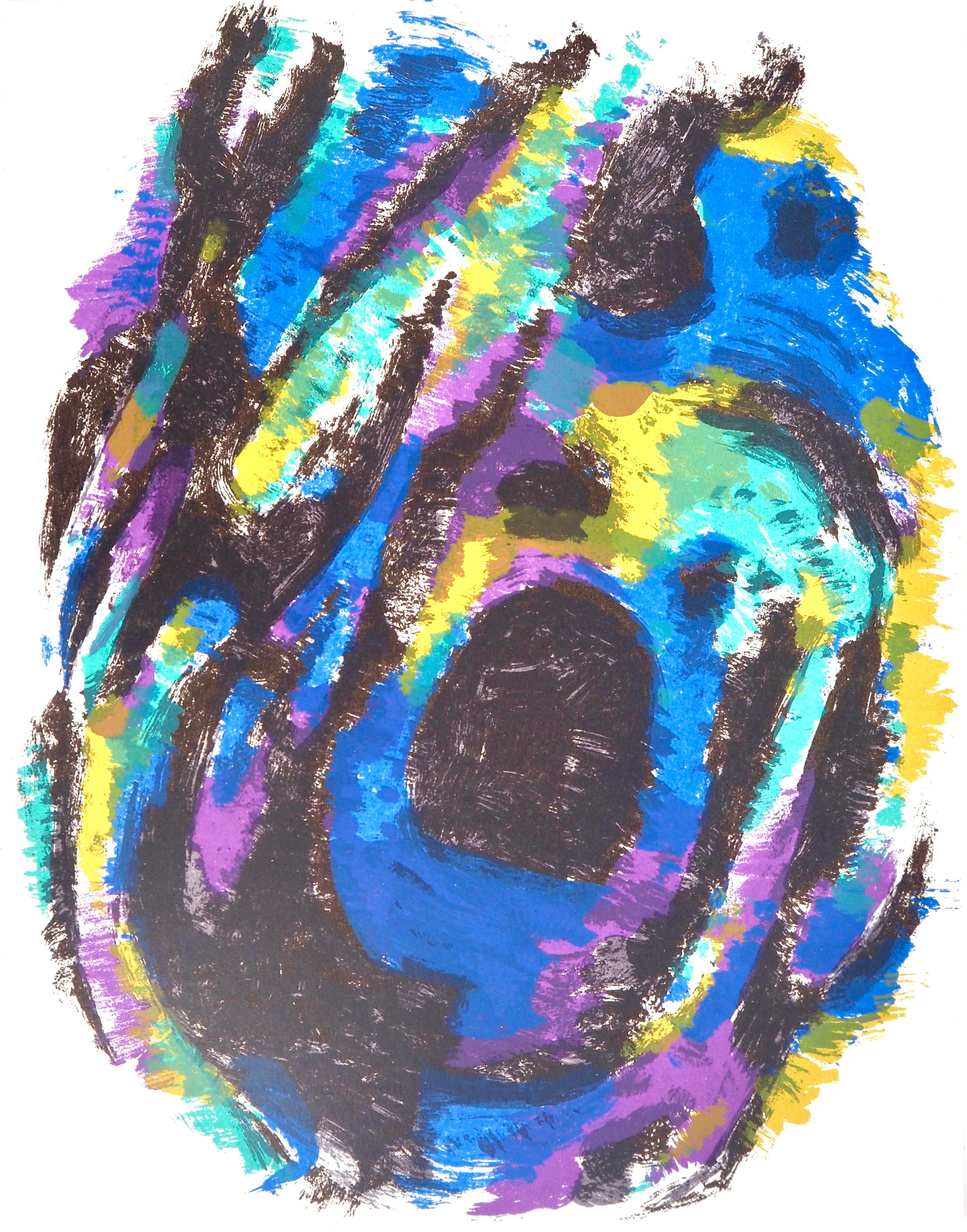 Abstract Print di Alfred MANESSIER - Le Nid, Petite tache noire n°1, Société internationale d'art XXe siècle