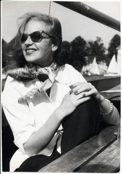 Portrait of Hildegard Knef - Chilling in the sun on a sailing boat