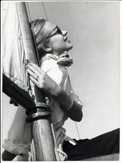 Portrait of Hildegard Knef - Chilling in the sun on a sailing boat
