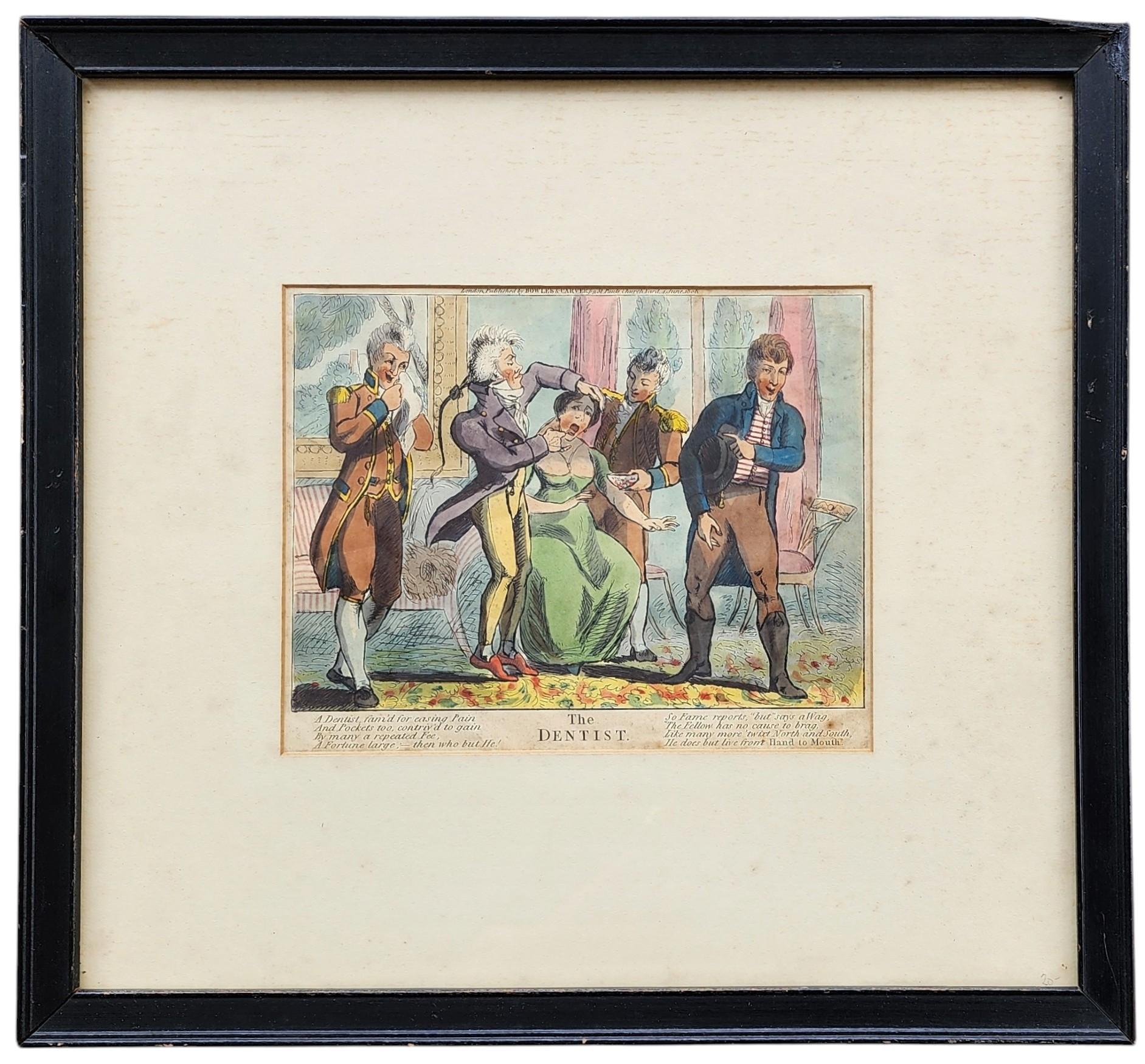 El Dentista, 1806, Grabado, Caricatura satírica británica, Dental, Inglés - Print de Alfred Mills
