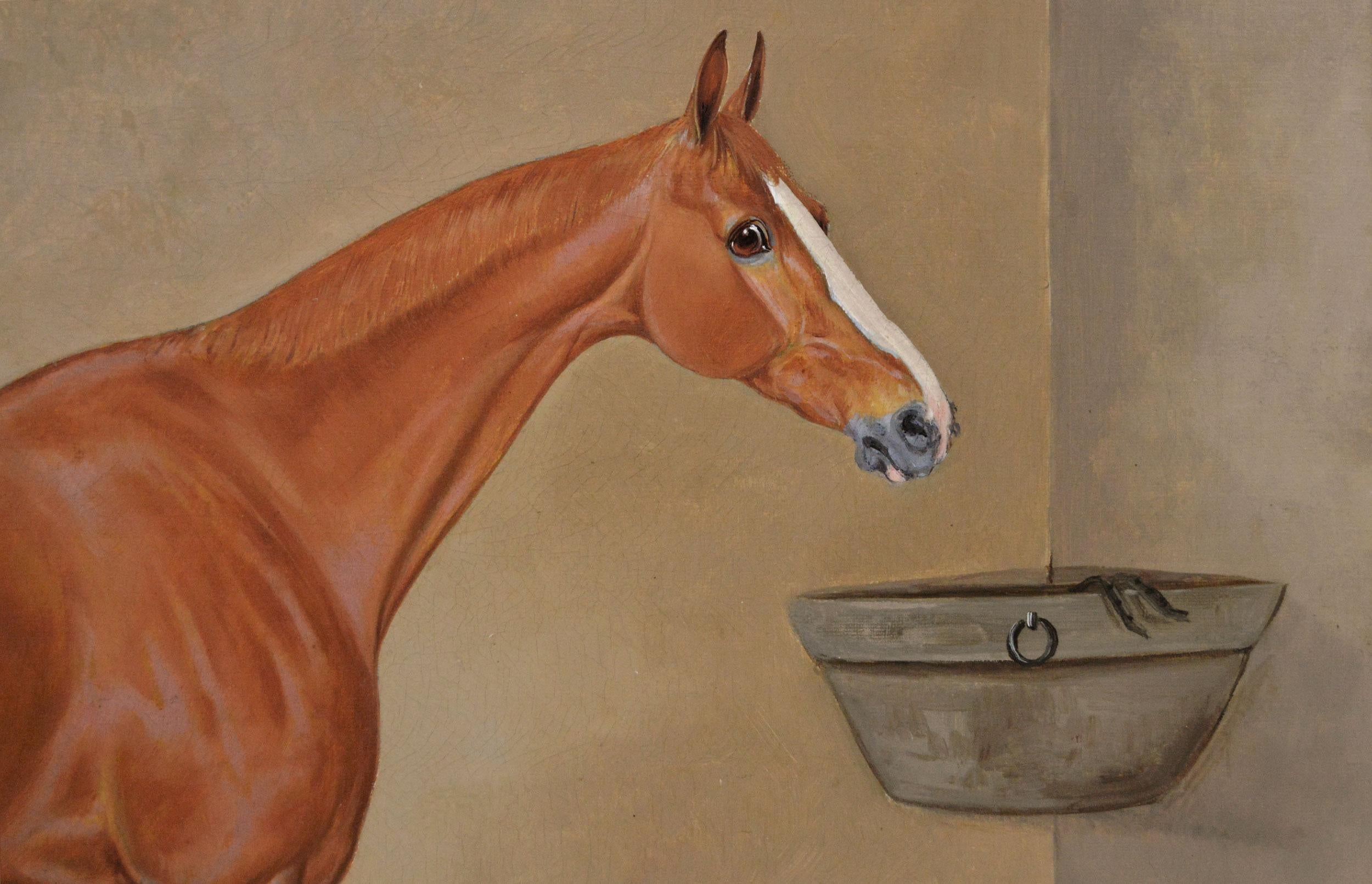 19. Jahrhundert Pferdeporträt Ölgemälde eines Fuchsjägers (Braun), Animal Painting, von Alfred Moginie Bryant