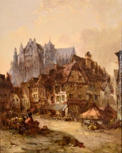 Dipinto di Alfred Montague "Cattedrale di Beauvais, da Place Jean D'Arc".