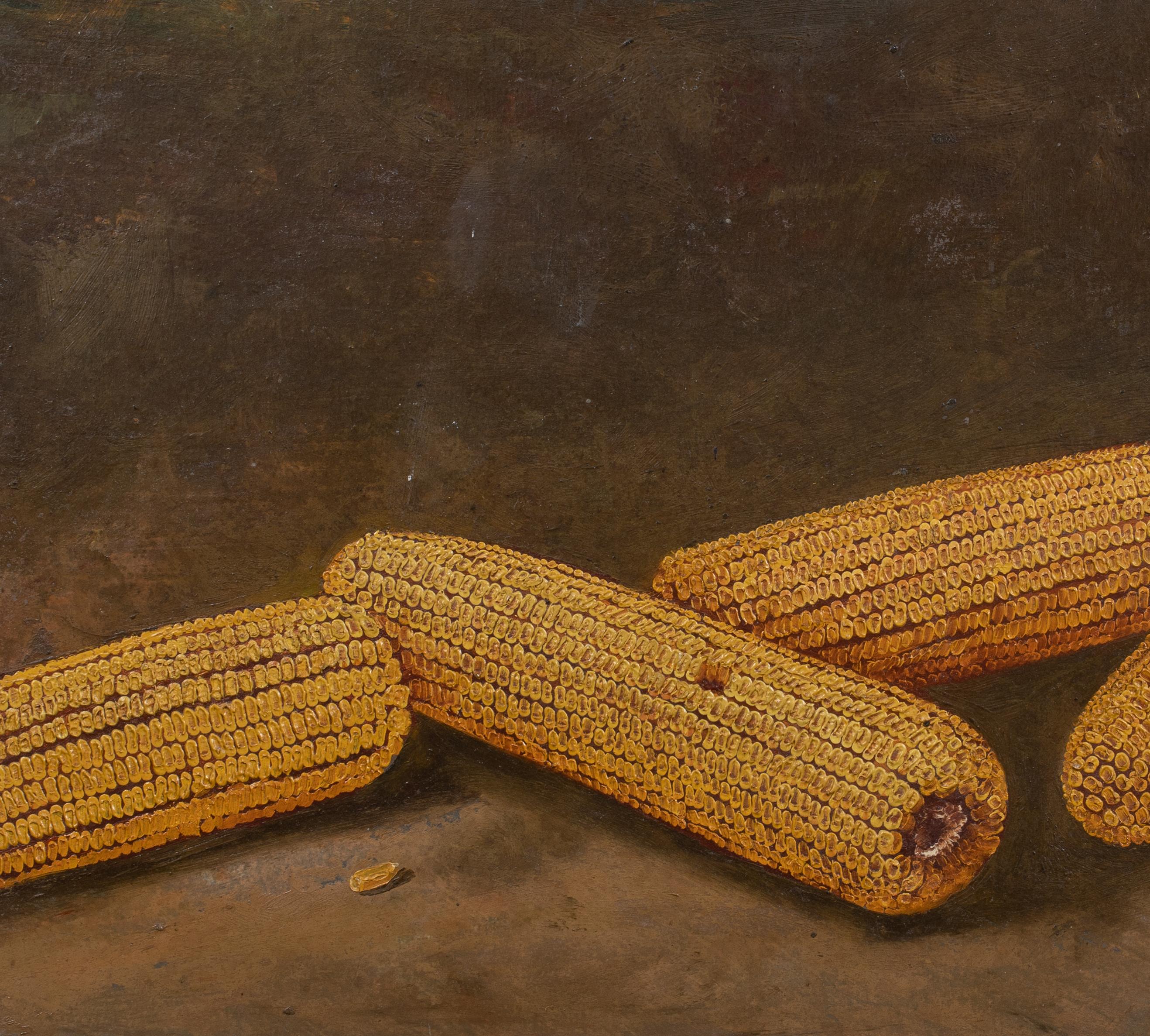 Study of Corn On The Cob, 19th Century - Brown Still-Life Painting by alfred montgomery