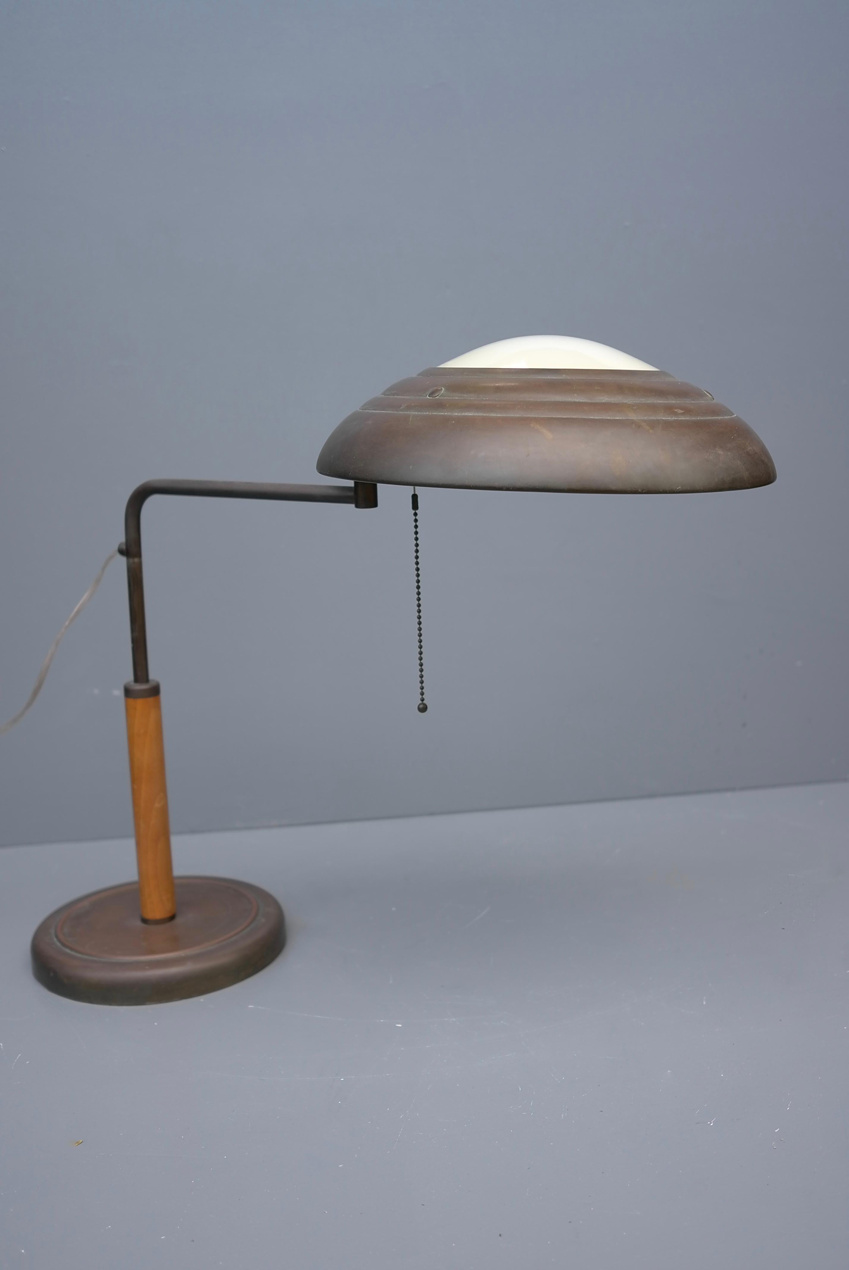 Alfred Müller Art Deco Copper Desk Lamp, Belmag Model Quick 1500, Zurich 1935 For Sale 3