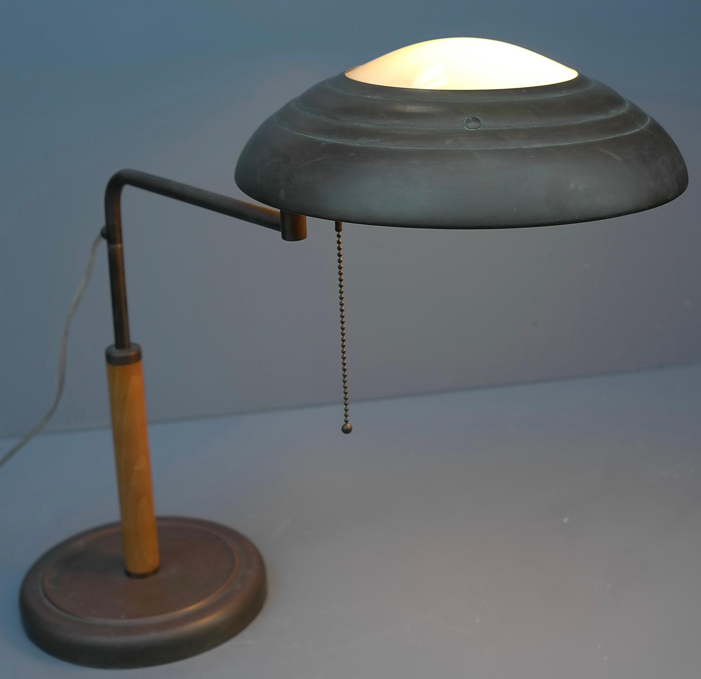 Swiss Alfred Müller Art Deco Copper Desk Lamp, Belmag Model Quick 1500, Zurich 1935 For Sale