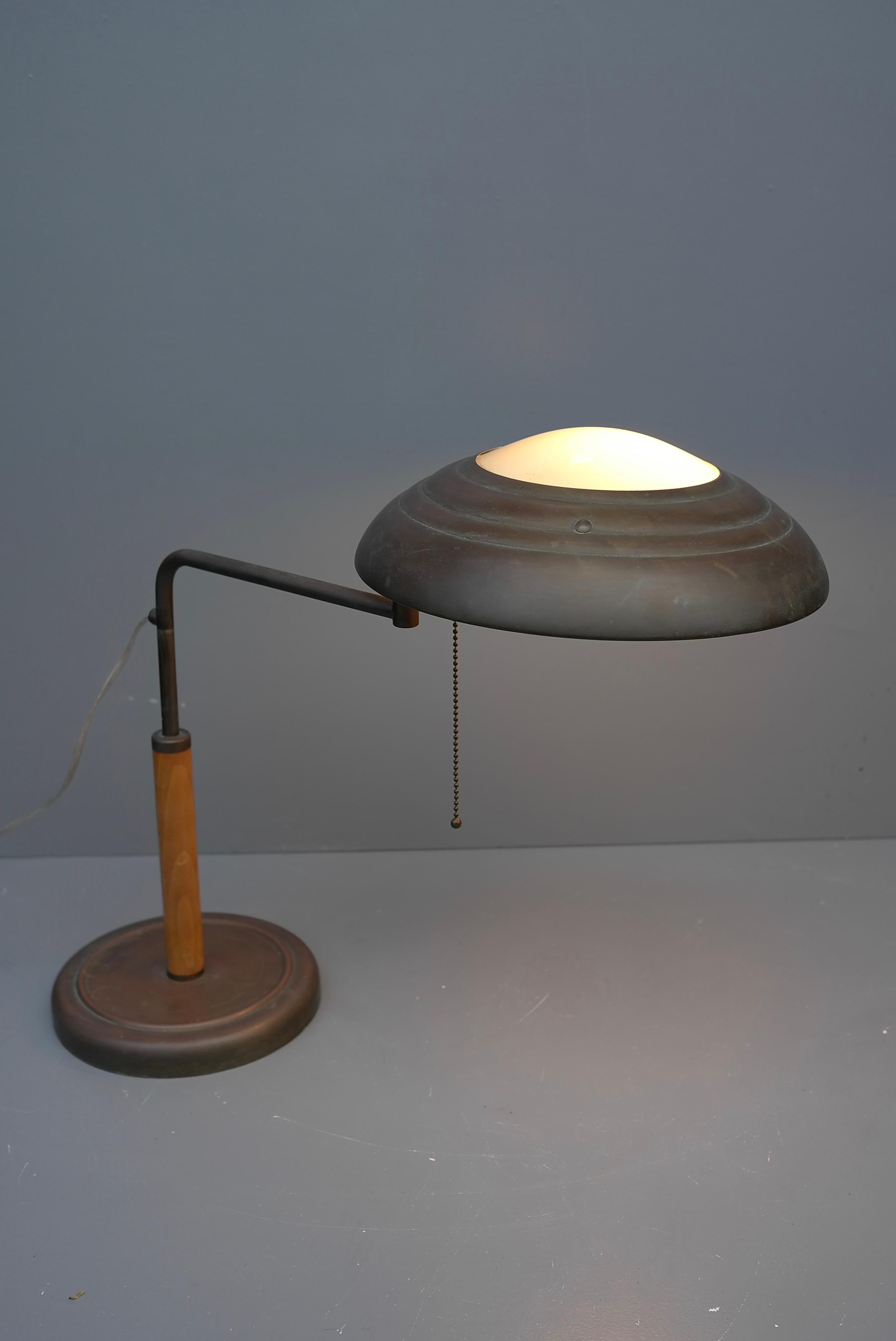 Alfred Müller Art Deco Kupfer-Schreibtischlampe, Belmag Modell Quick 1500, Zürich 1935 im Angebot 1