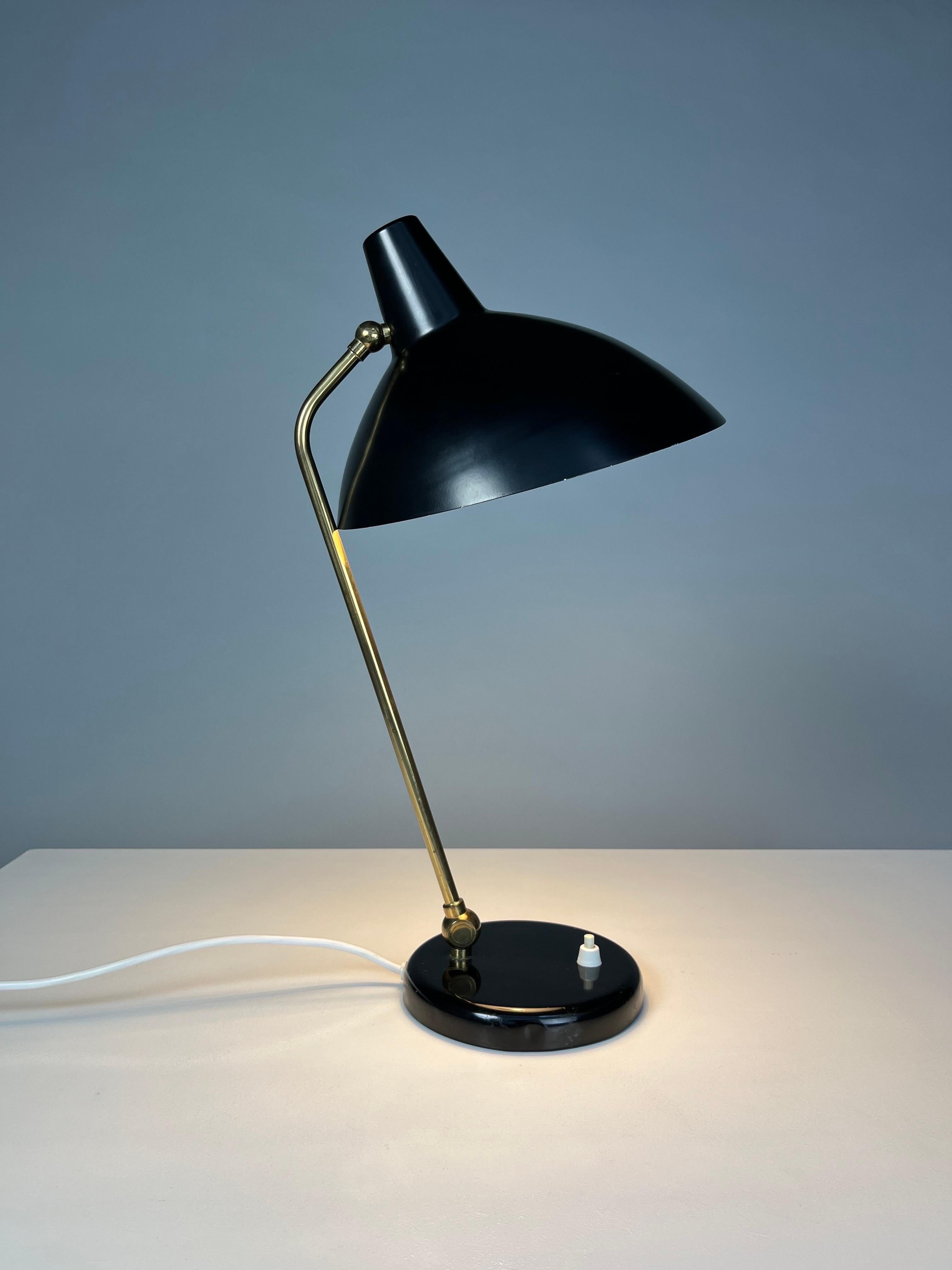 Mid-Century Modern Alfred Müller Desk Lamp Adria AMBA Switzerland 1950s Brass