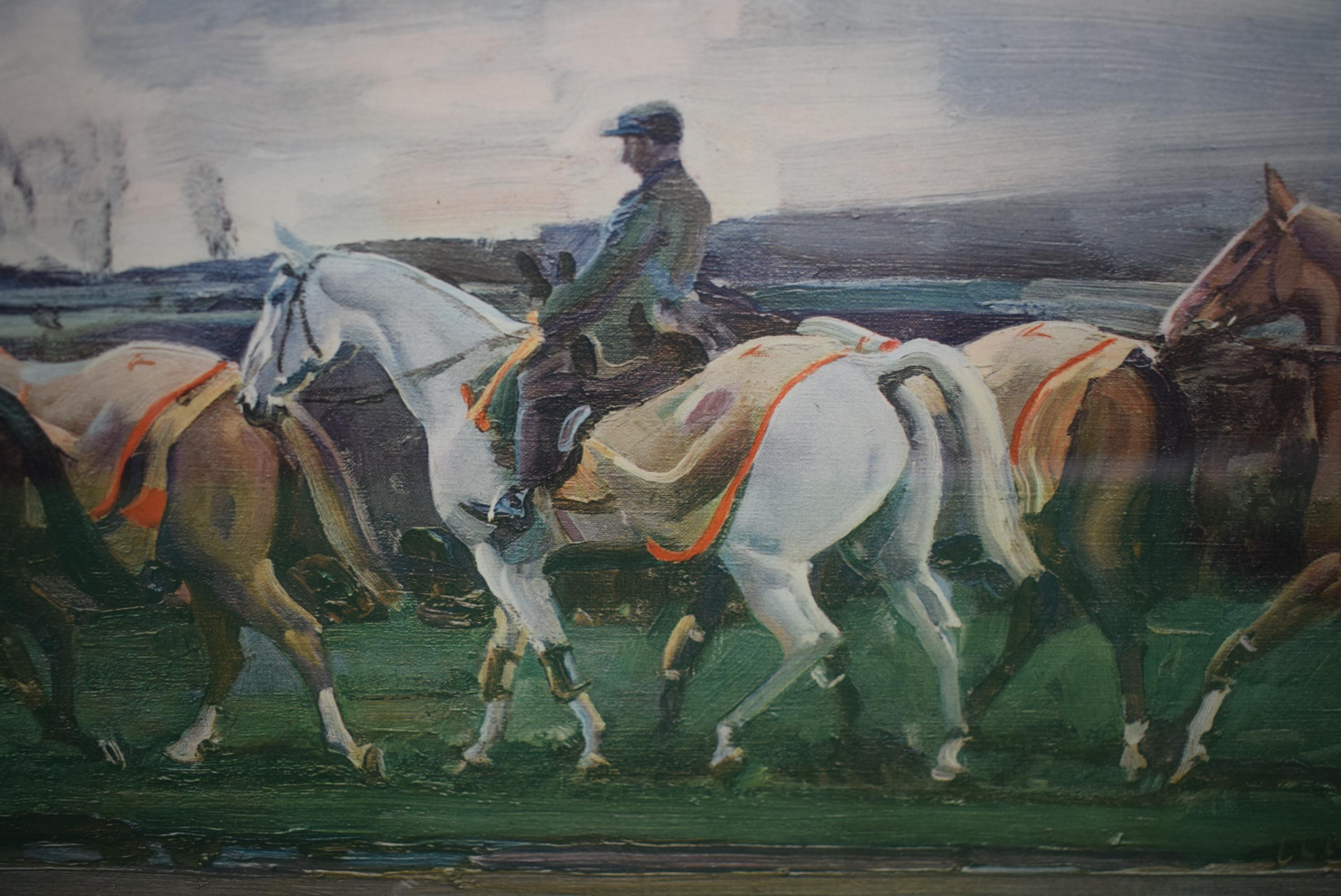 « Exercising On The Downs », 1922, Chromolithographie d'Alfred Munnings  en vente 1
