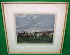 « Exercising On The Downs », 1922, Chromolithographie d'Alfred Munnings 
