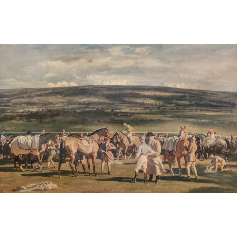 „In The Saddling Paddock, Cheltenham March Meeting“ 1952 von Sir Alfred Munnings im Angebot 1