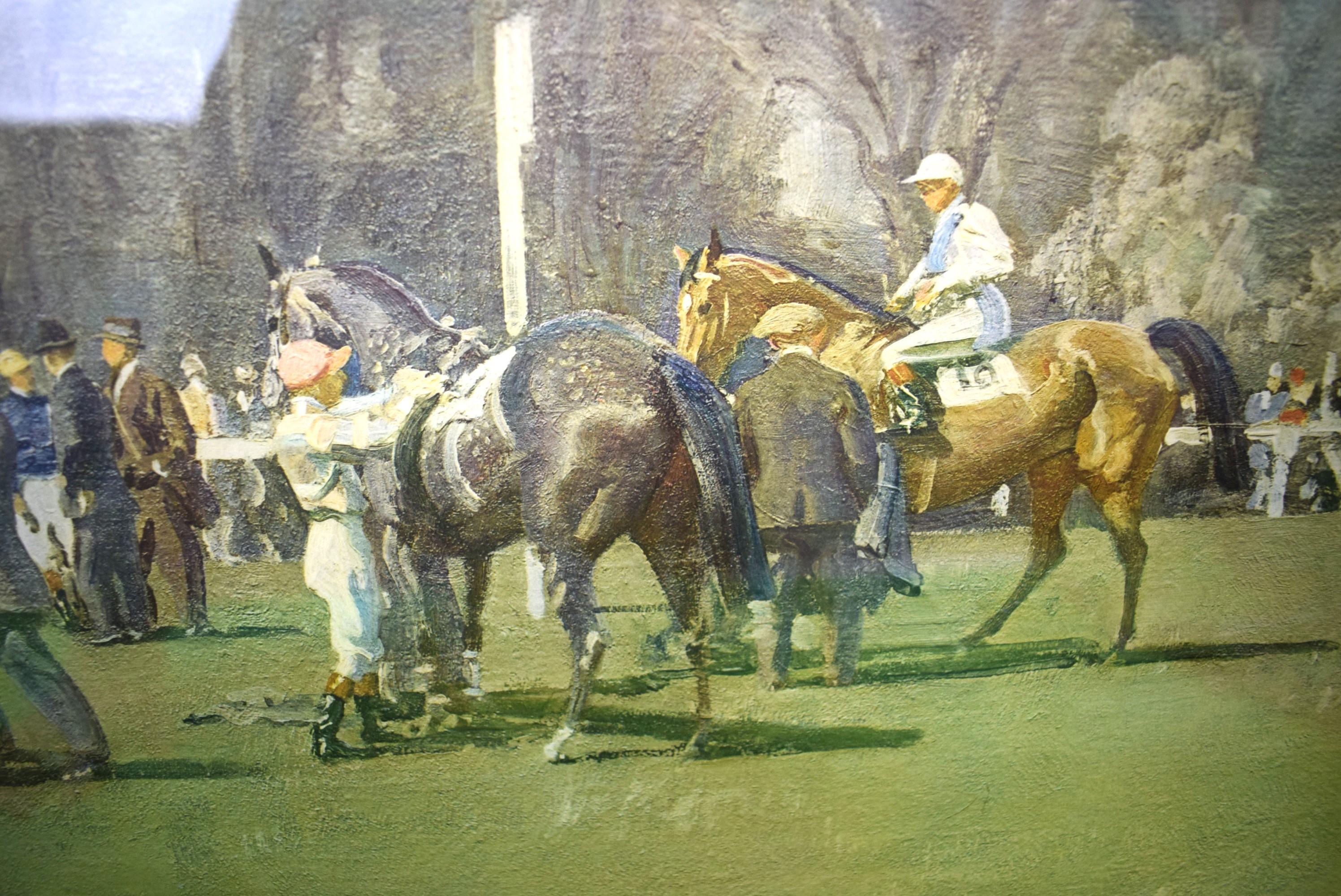 The Paddock At Epsom, Spring Meeting 1932 Chromolithograph by Alfred Munnings  For Sale 2
