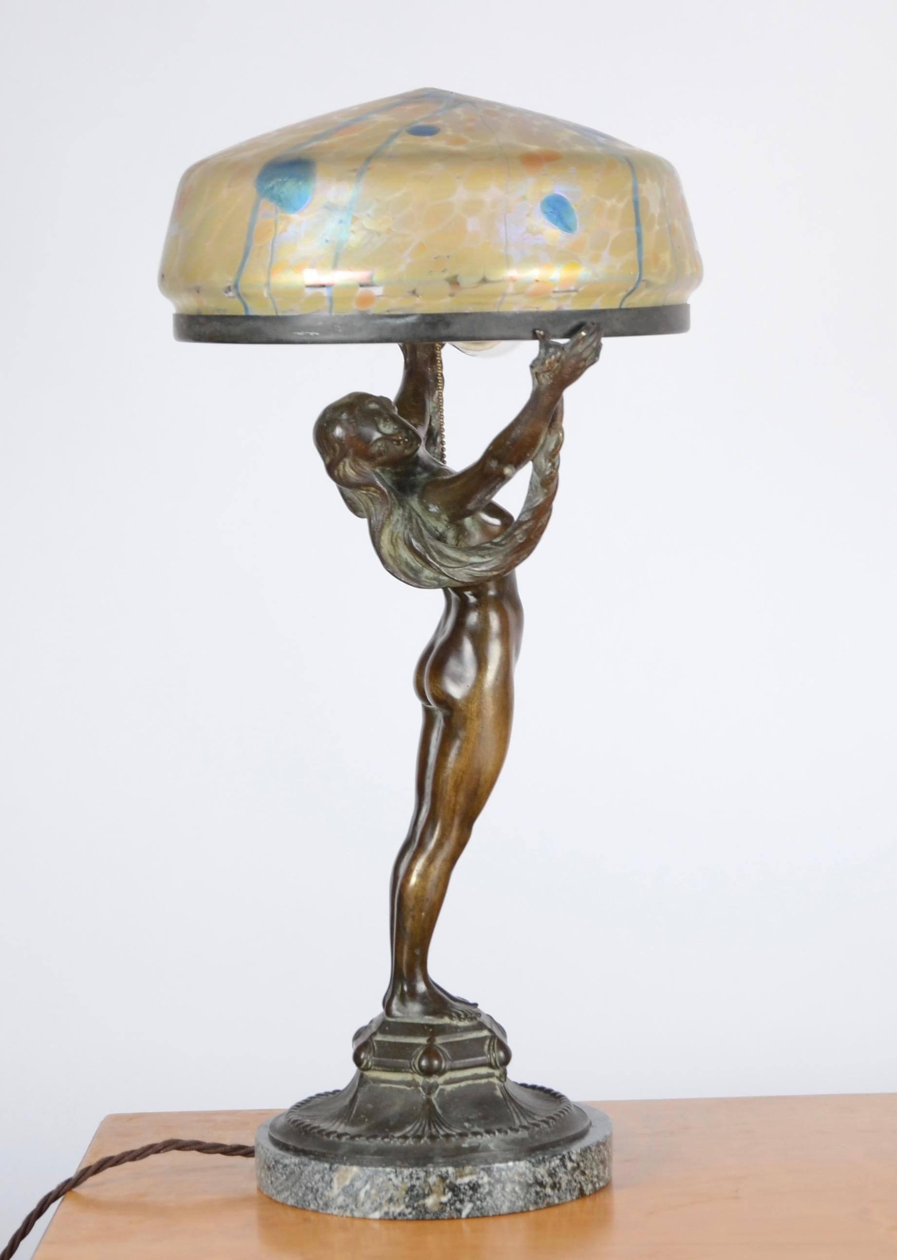20th Century Alfred Ohlson, Table Lamp, Art Nouveau, Herman Bergman, Sweden 1910s
