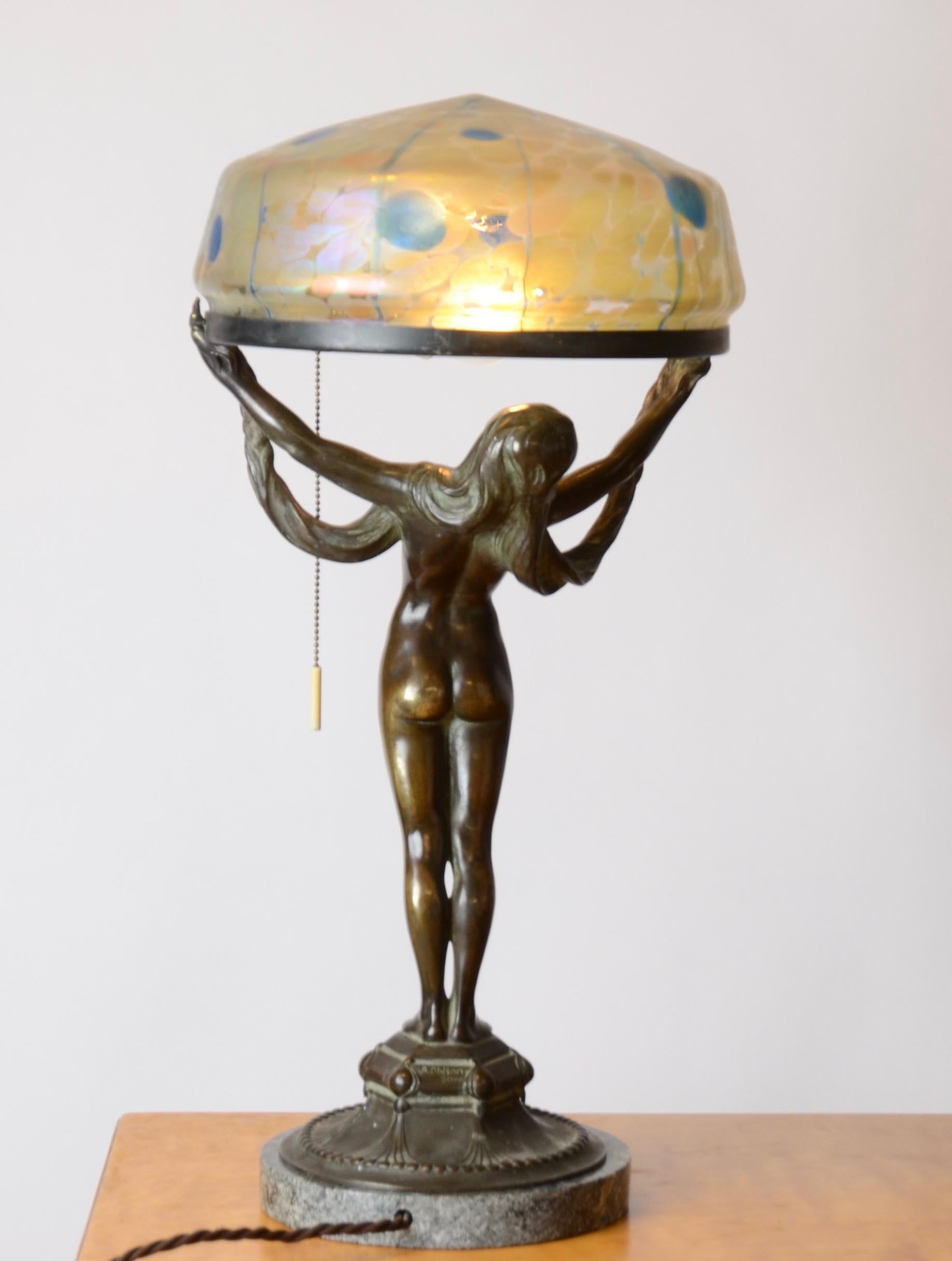 Alfred Ohlson, Table Lamp, Art Nouveau, Herman Bergman, Sweden 1910s 1