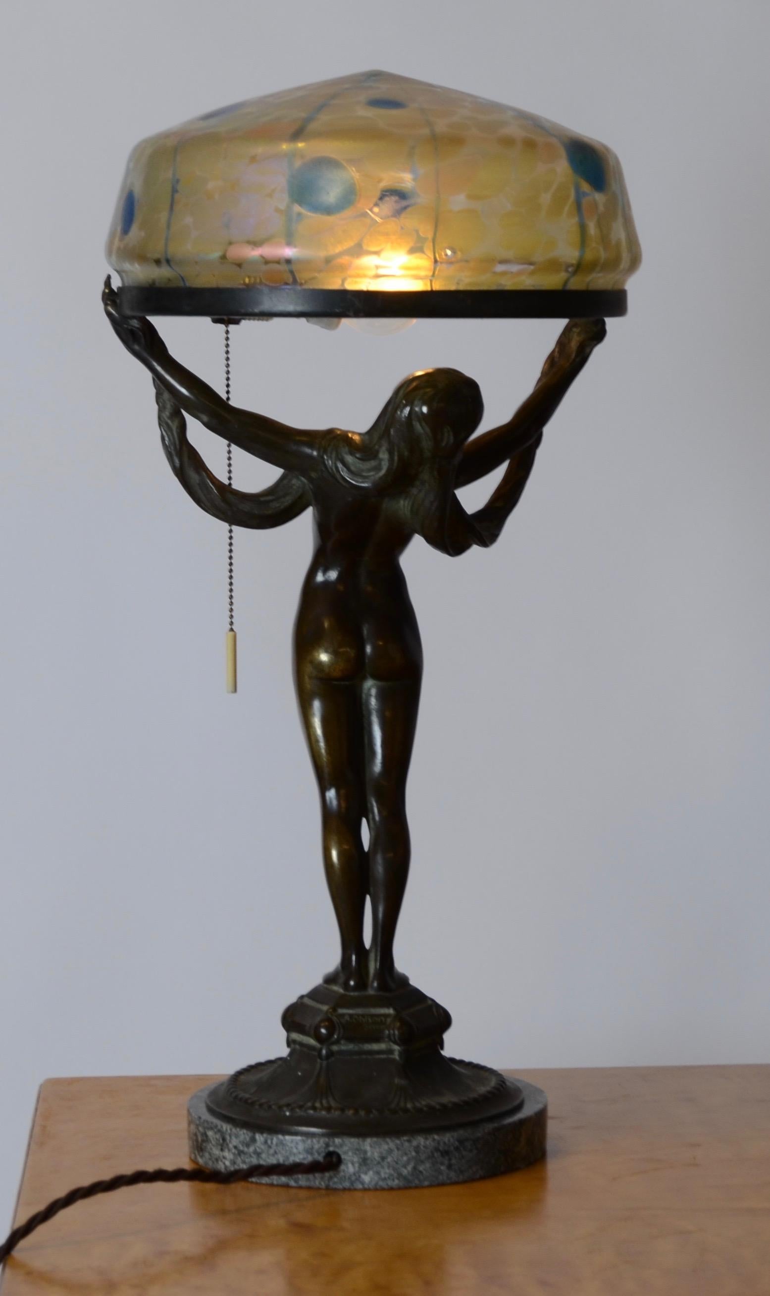 Alfred Ohlson, Table Lamp, Art Nouveau, Herman Bergman, Sweden 1910s 2