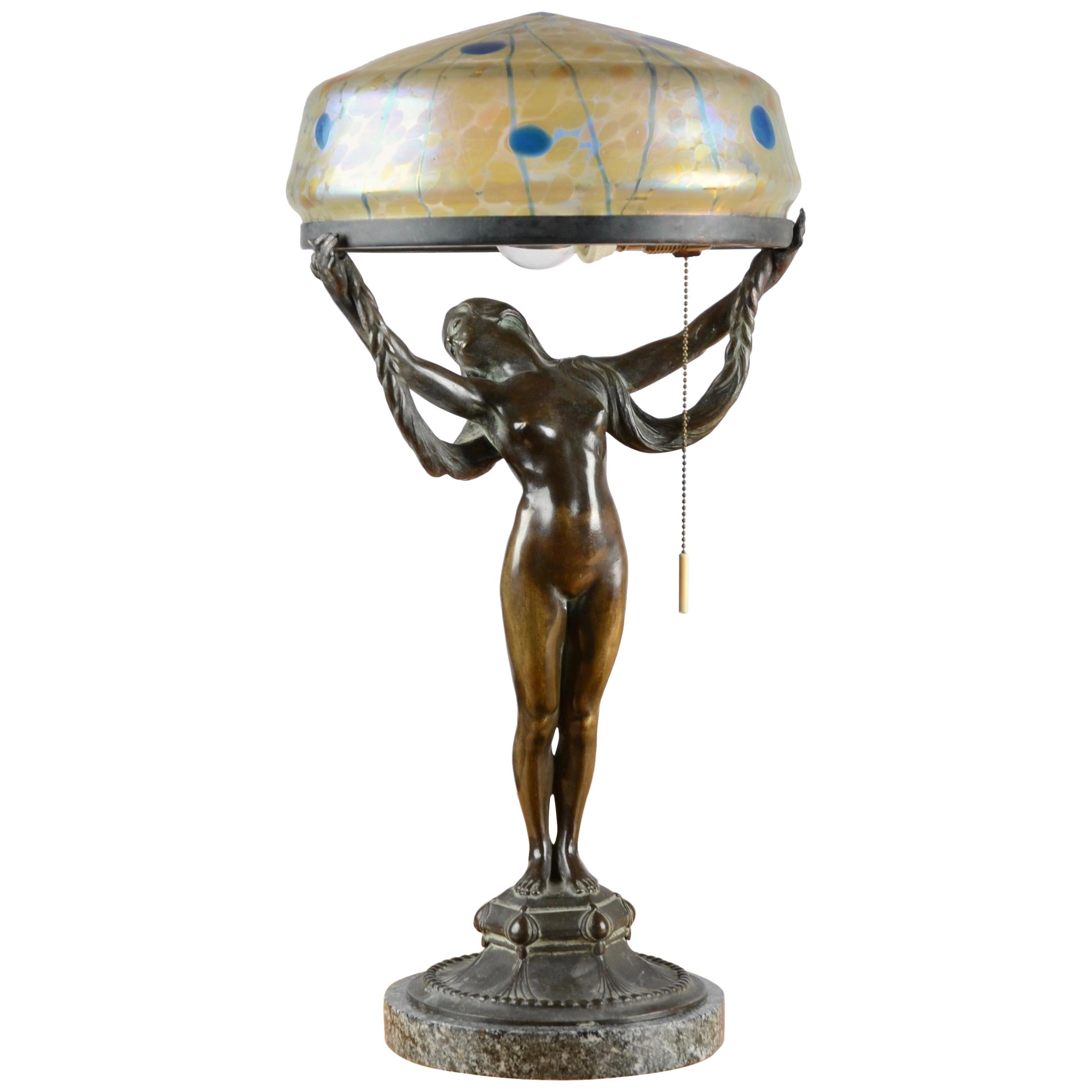 Alfred Ohlson, Table Lamp, Art Nouveau, Herman Bergman, Sweden 1910s