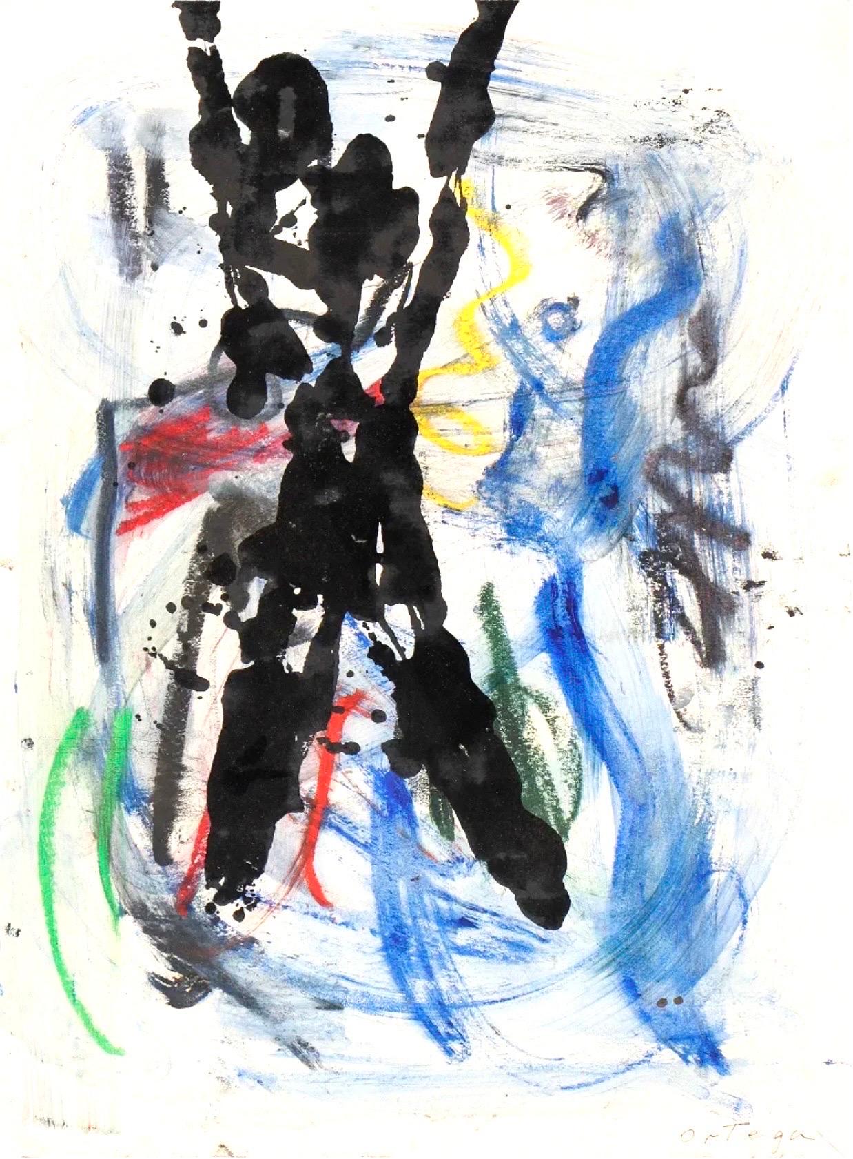 Alfred Ortega Peinture figurative abstraite expressionniste à l'huile en gras Monoprint Painting en vente 1