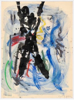Alfred Ortega, peinture à l'huile expressionniste abstraite figurative et audacieuse à monogravure