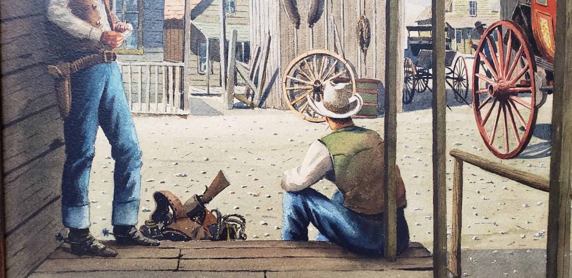 Américain « The Long Wait », aquarelle originale d'Alfred Owles, vers 1970 en vente